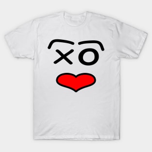 Funny love face -  black and red. T-Shirt